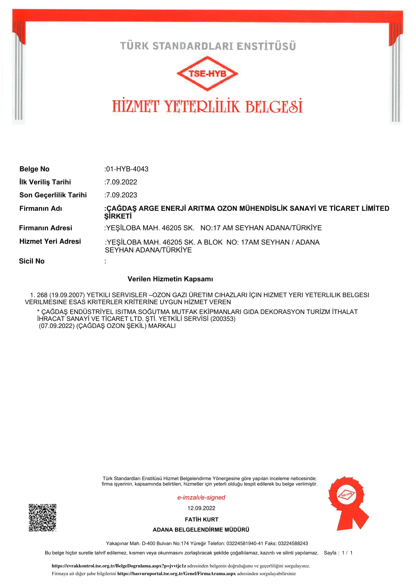 AR-GE / TSE Belgesi
